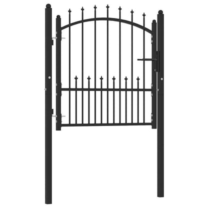 Metalen Tuinpoort – Tuinafscheiding – Beveiligingspoort – Poortpaneel – Sierpoort – Zwart Variant – 100x100 cm – Weerbestendig Staal – Gebogen Bovenkant