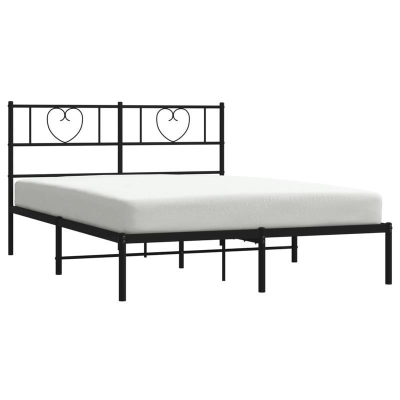Bedframe – Metalen Bed – Tweepersoonsbed – Slaapbank – Bedombouw – 160x200 cm – Inclusief 2 Matrassen & 2 Hoofdborden – Zwart Metaal Met Gouden Accenten – Voorgemonteerd & Ruimtebesparend