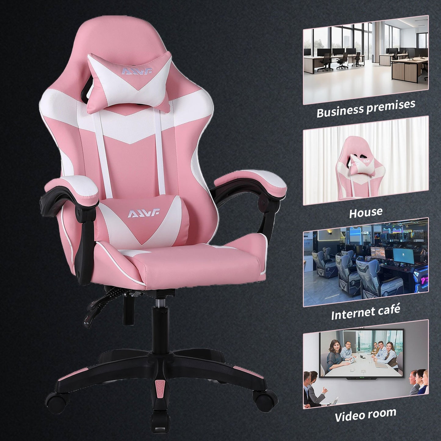 High-Back Gaming Chair PC Office Chair Computer Racing Chair PU Desk Task Chair Ergonomic Executive Swivel Rolling Chair with Lumbar Support for Back Pain Women, Men