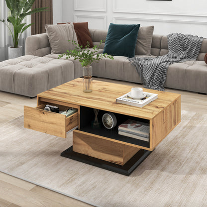 Modern Coffee Table with Handleless Drawer - Extra Large Living Room & Office Center Table, Heavy-Duty Metal Construction, Space-Saving Design for Small Spaces, Easy Assembly Required - Ideal for Apartments, Houses, Home Offi