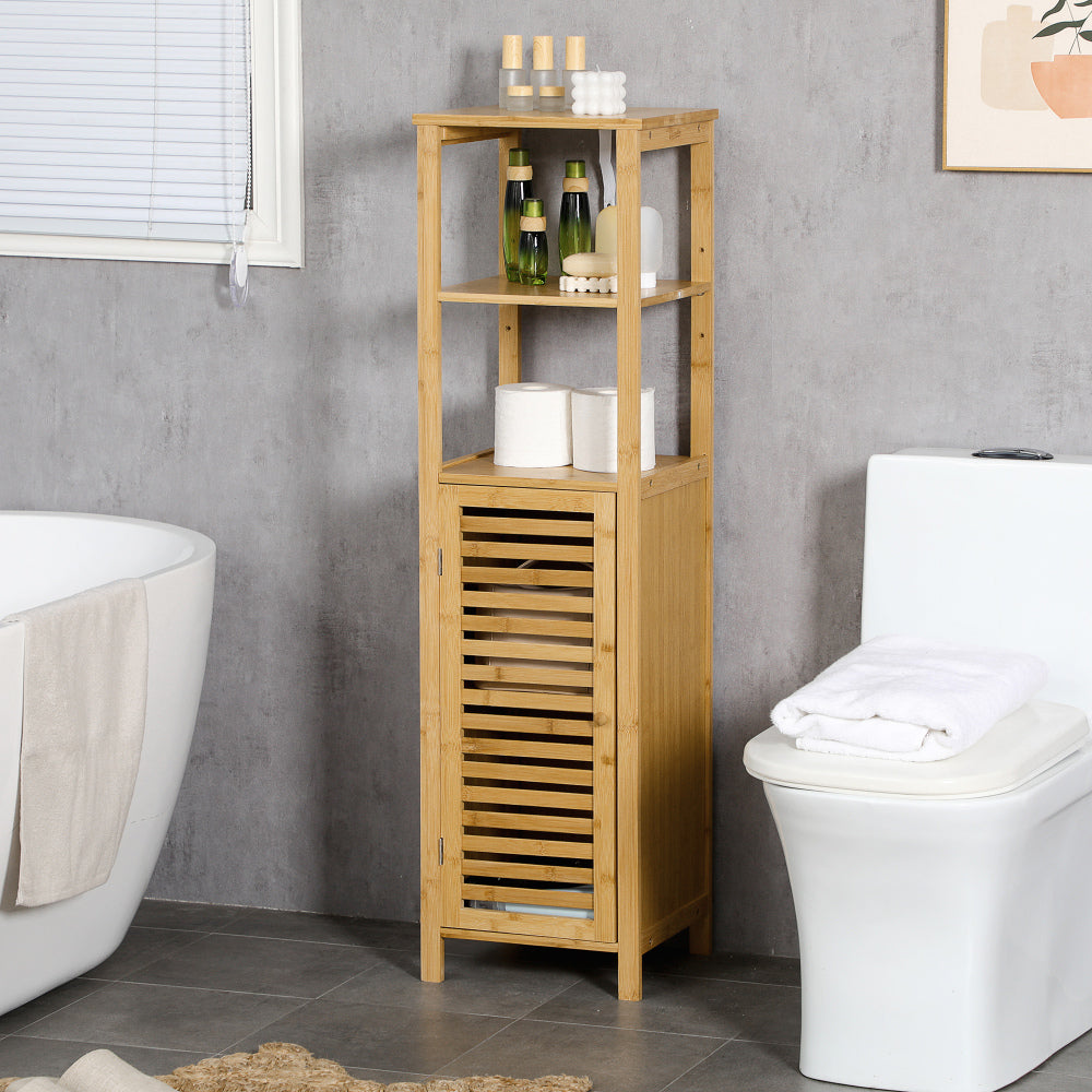 Hoogte Verstelbaar Badkamerkastje – Badkamermeubel – Opbergkast – Wandkast – Opbergkastje – Natuurlijk Houtlook – Verstelbare Hoogte 33-120 cm – Wandmontage Space Saver