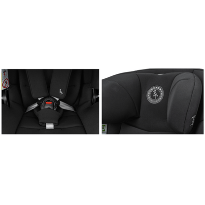 360° Draaibare Autostoel i-Size R129-03 voor Kinderen van 76-150 cm Asphalt Grijs - Veilig Kinderautostoeltje met ISOFIX, Zij-impactbescherming en Verstelbare Hoofdsteun - Groep 1/2/3