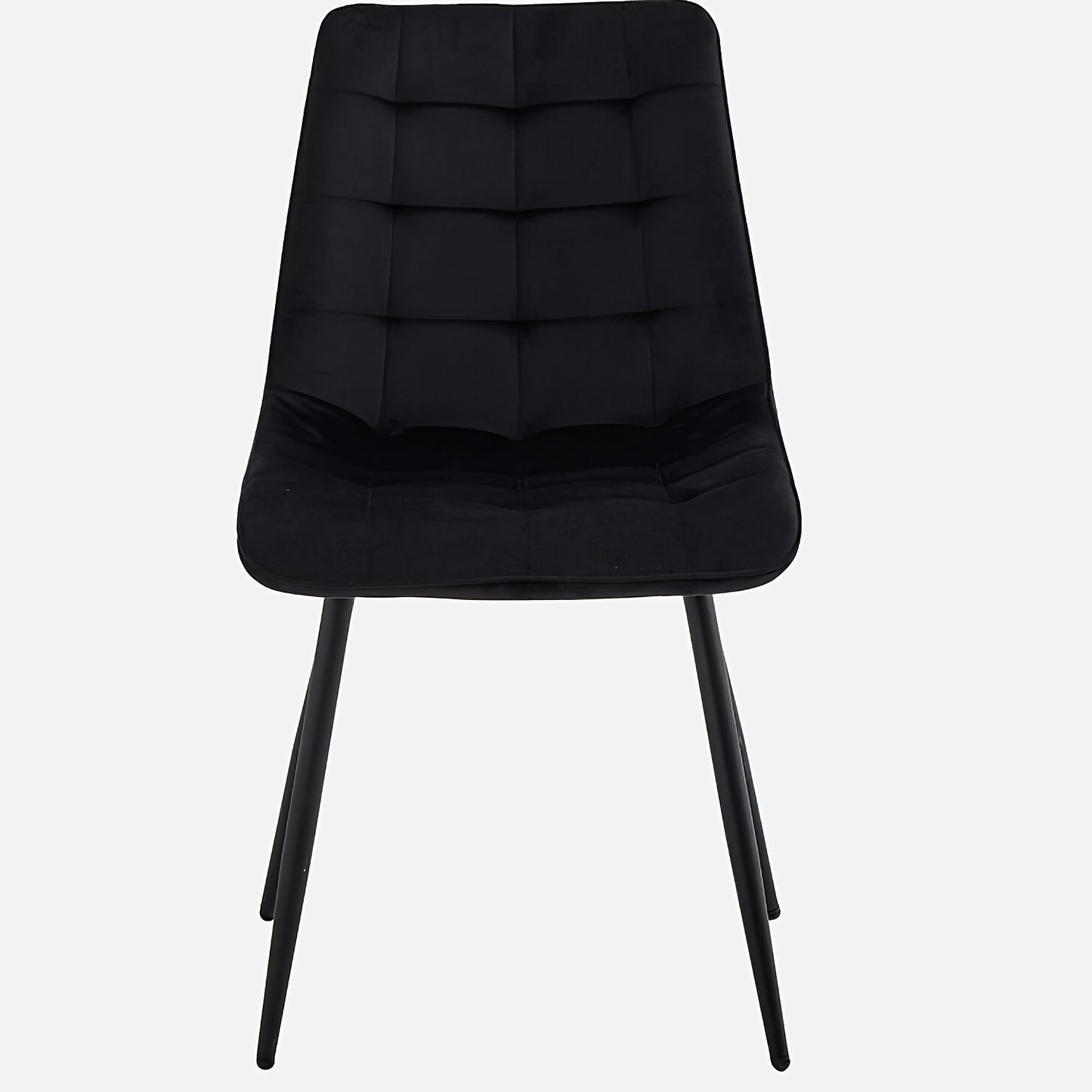 Set of 4 Modern Black Dining Chairs with Metal Legs & 16-Grid Backrest - Sturdy Lattice Design, Easy-Clean Surface, Hard Floor Compatible - Armless Kitchen, Office, Living Room Chairs for Contemporary Homes, Sleek Seating, Du