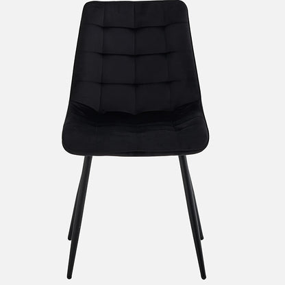 Set of 4 Modern Black Dining Chairs with Metal Legs & 16-Grid Backrest - Sturdy Lattice Design, Easy-Clean Surface, Hard Floor Compatible - Armless Kitchen, Office, Living Room Chairs for Contemporary Homes, Sleek Seating, Du