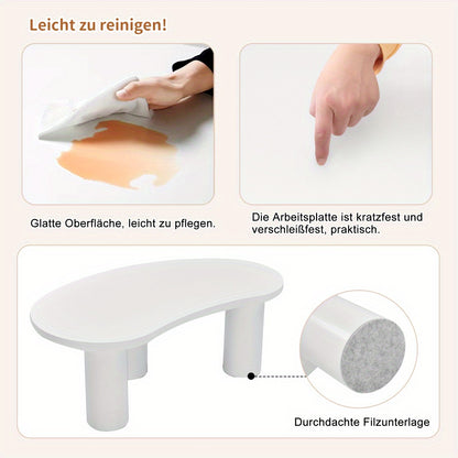 Salontafel – Woonkamertafel – Koffietafel – Bijzettafel – Tafeltje – Asymmetrisch Halve Maan Design – MDF Tafelblad Met PVC Poten Met Vilten Bescherming – 107x57x40,5 cm