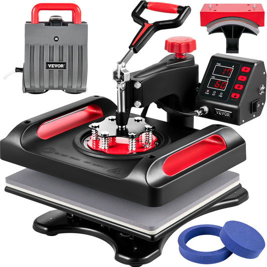 Heatpressmachine – Warmtepers – Transferpers – Hittepers – Kledingpers – 5-in-1 multifunctioneel – 30x38 cm Teflon-coating – Digitale temperatuurregeling