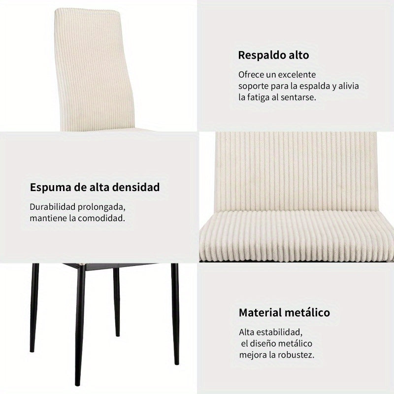Eetkamerstoel – Stoel – Kuipstoel – Keukenstoel – Zithoekstoel – Metalen Frame – Gevuld Zitvlak – Comfortabele Hoge Rugleuning – Set van 4