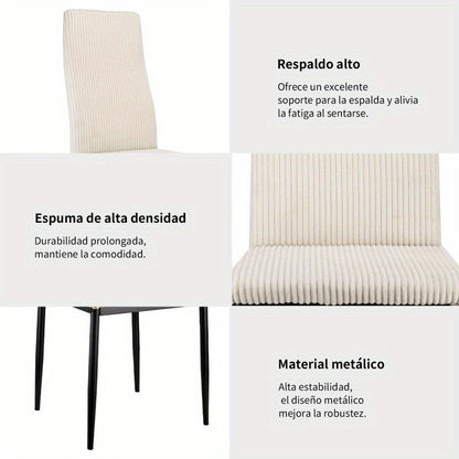 Eetkamerstoel – Stoel – Kuipstoel – Keukenstoel – Zithoekstoel – Metalen Frame – Gevuld Zitvlak – Comfortabele Hoge Rugleuning – Set van 4