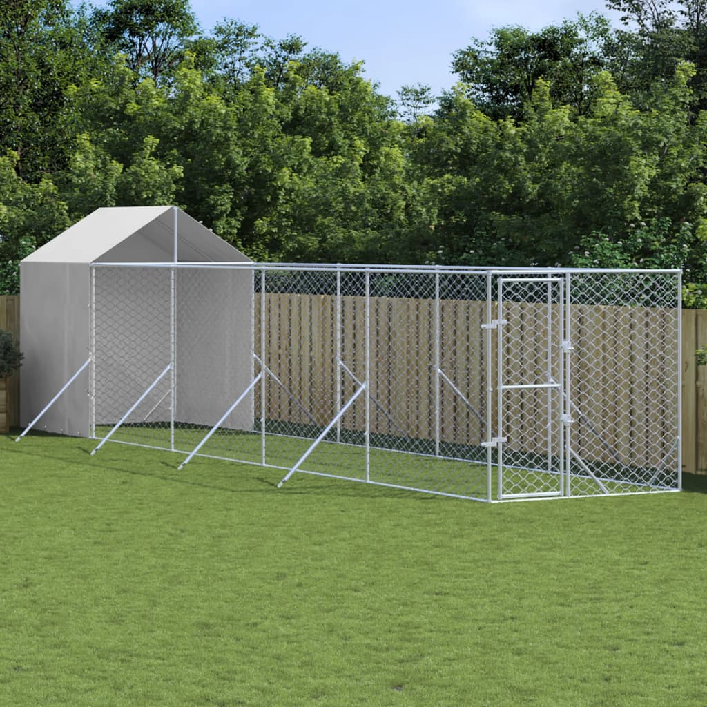 Hondenhok – Buitenren – Hondenren – Hondenkooi – Dierenhok – 2x10x2,5 m – Gegalvaniseerd Staal & Weerbestendig Polyethyleen