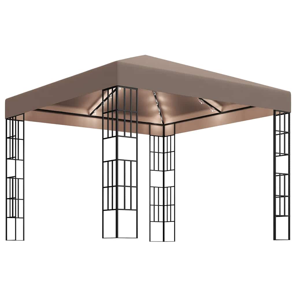 Luifel – Tuinpaviljoen – Zonnescherm – Terrasoverkapping – Pergola – 3x3 Meter – Ventilerend Polyester Dak – Inclusief Sfeerverlichting
