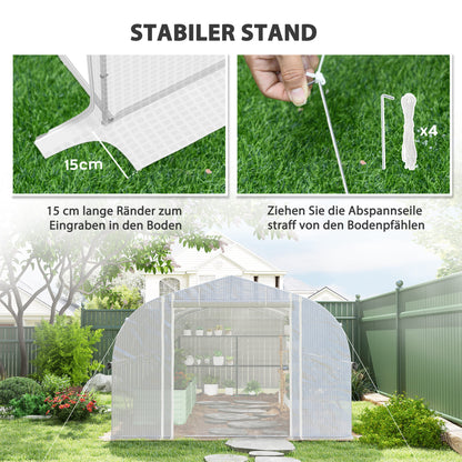 Walk-In Kas – Tuinkas – Groentekas – Kweekkas – Serre – 6x3x2 Meter – 8 Ramen Met Insectengaas – Gegalvaniseerd Stalen Frame