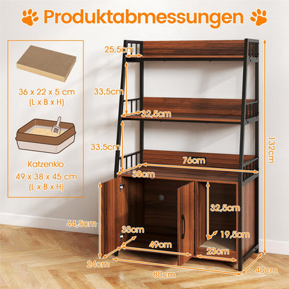 Kattenkast – Kattenhuis – Kattenmeubel – Kattenbakkast – Kattentoilet – Walnootkleur – Geïntegreerd Oplaadstation – Ventilatie Tegen Geurtjes