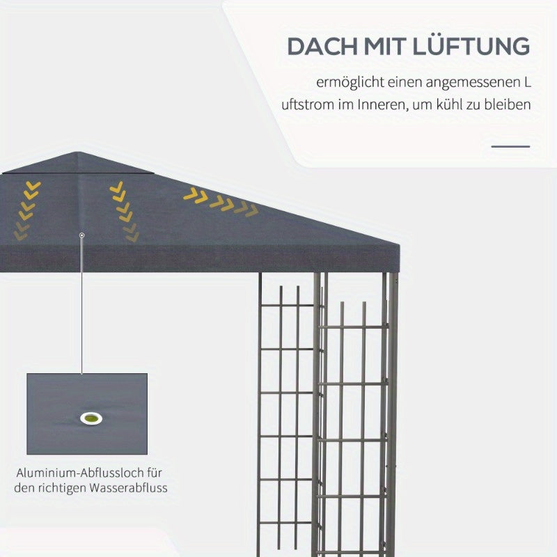 Tuinoverkapping – Tuinkamer – Partytent – Festivaltent – Prieel – Stabiel Stalen Frame – Waterafstotend Polyester 3x3m Grijs