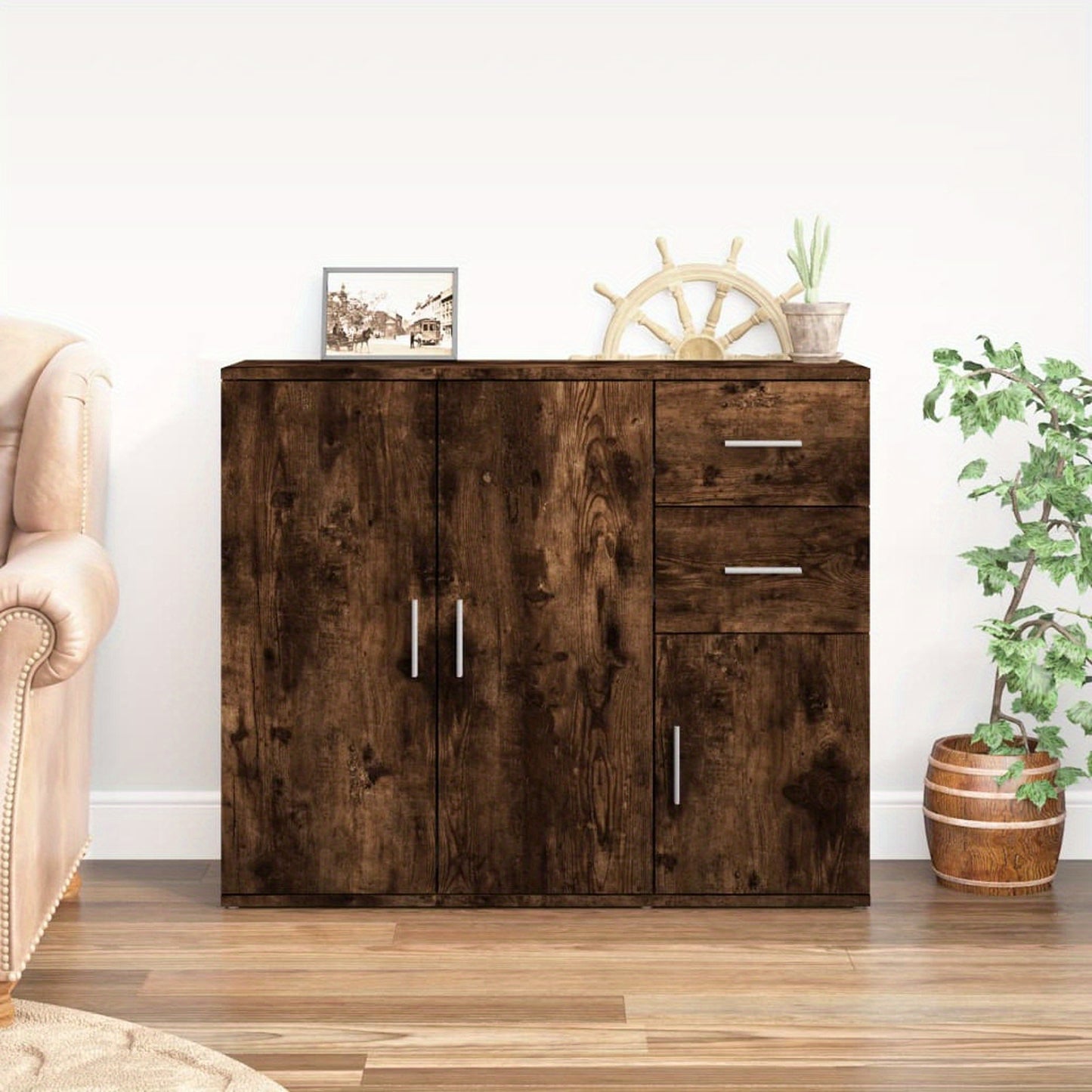 Sideboard – Dressoir – Kast – Opbergmeubel – Buffetkast – Gemaakt van Kunststofhout – Afmetingen 91x29,5x75 cm