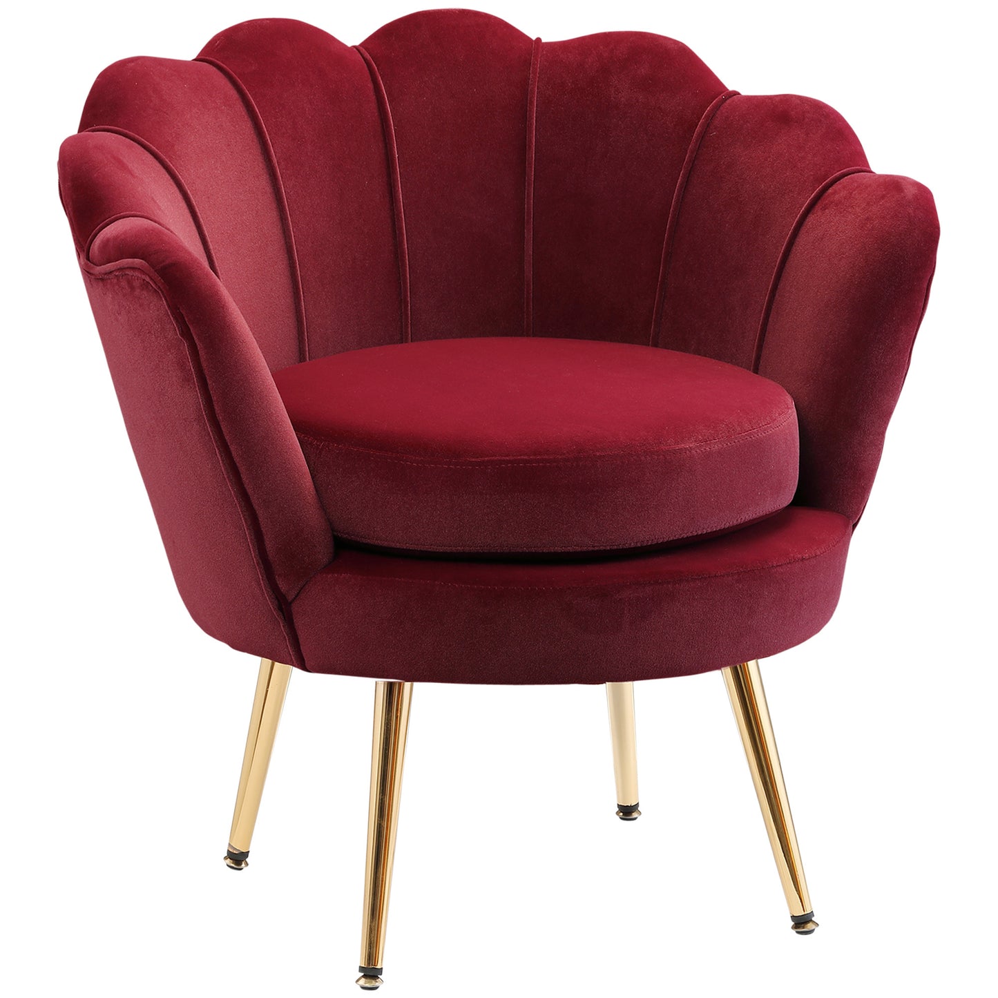 Velvet Stoel – Fauteuil – Kuipstoel – Eetkamerstoel – Armstoel – Fluwelen Bekleding – Gouden Metalen Poten – Compact 76x67x74 cm