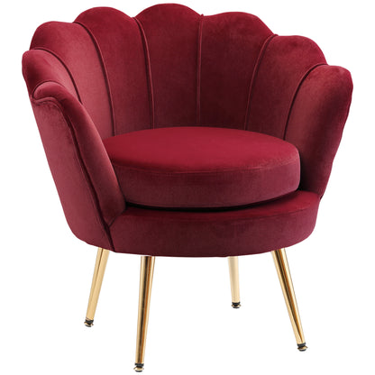 Velvet Stoel – Fauteuil – Kuipstoel – Eetkamerstoel – Armstoel – Fluwelen Bekleding – Gouden Metalen Poten – Compact 76x67x74 cm