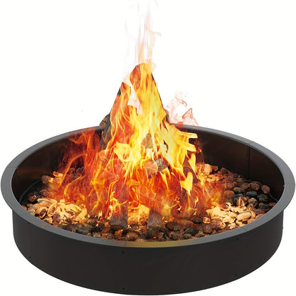 Large Heavy-Duty Fire Pit Ring - 48"/60" (122/152cm) Diameter Outdoor Fire Pit, Quick DIY No-Tool Assembly, In-Ground/above-Ground Use, Carbon Coated for Rustproof Durability - Backyard, Garden, Camping, Bonfire Pit