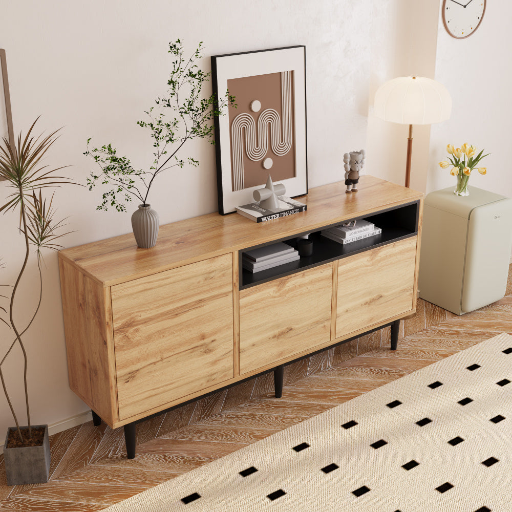 Dressoir – Ladekast – Opbergkast – Buffetkast – Kast – Modern Houten Design – 160x35x76 cm – Ruimtebesparend & Stevig