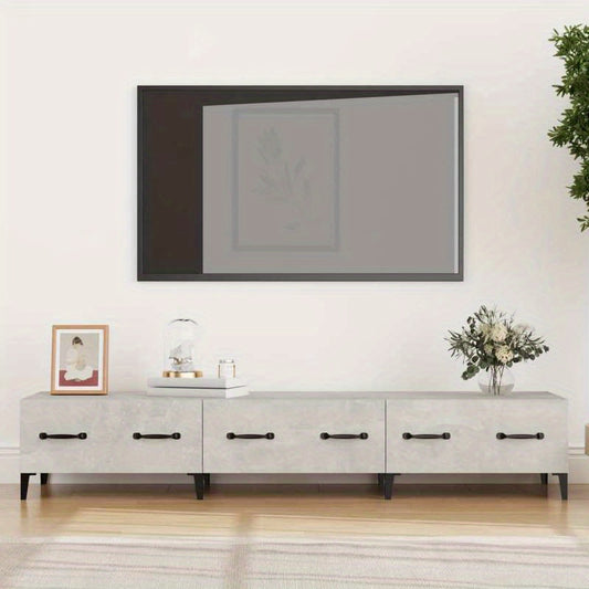 Modern TV Stand Compatible for TVs - Wood Media Cabinet & Entertainment with Storage Unit, Concrete -Standing TV Furniture (Assembly Required), 150x34.5x30cm, /Bedroom/Home Office, 2025 Model Year