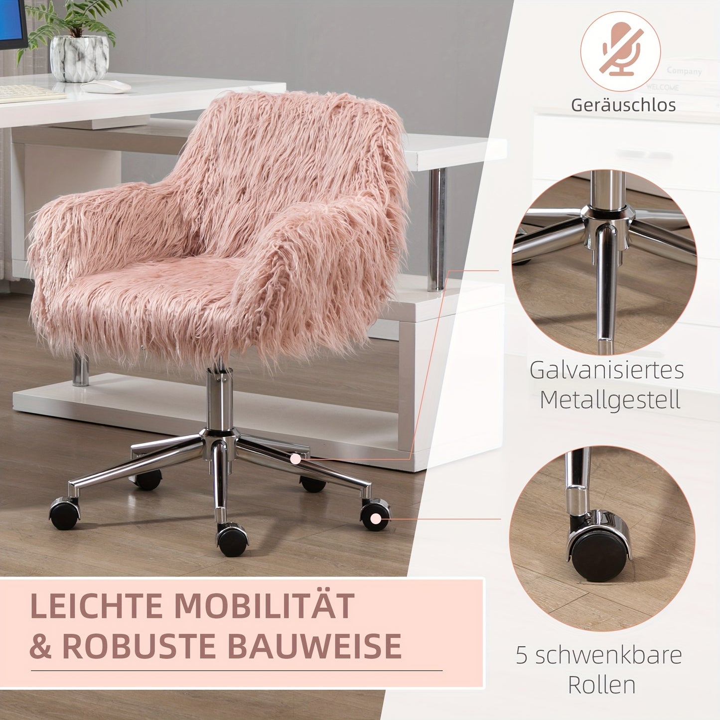 Relaxstoel – Loungestoel – Fauteuil – Zitstoel – Leunstoel – Zacht Roze Met Zilveren Accenten – Verstelbare Hoogte – Makkelijk Schoon Te Maken