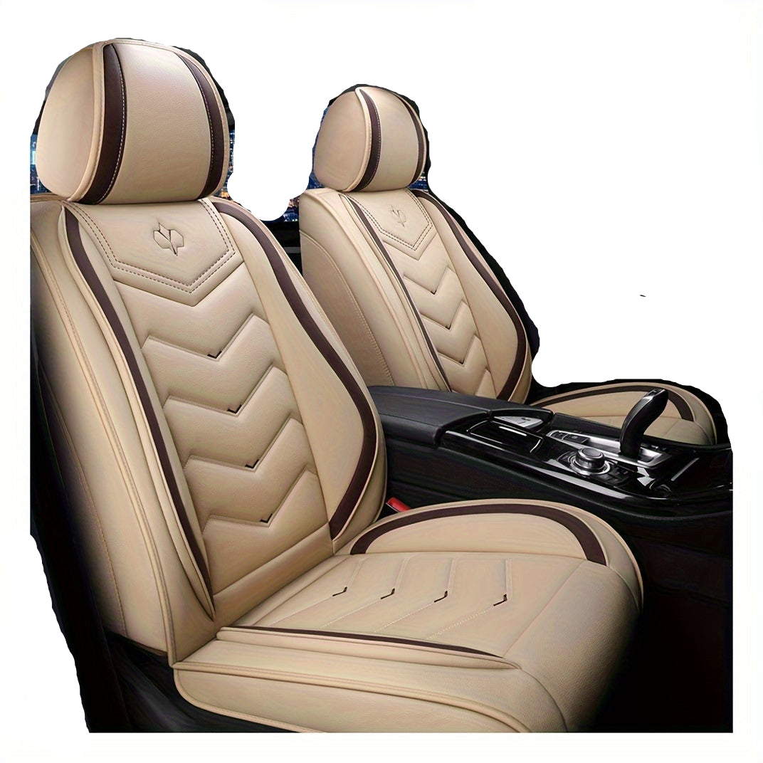 Autostoelhoezen – Stoelhoezen Auto – Autostoelbekleding – Autozitbekleding – Beige 7-Zits Set – Waterafstotend PU-Leder – Universele Pasvorm