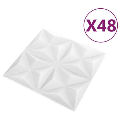48 st Wandpanelen 3D origami 12 square meter 50x50cm wit
