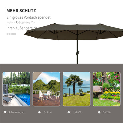 Parasol – Tuinparasol – Marktparasol – Dubbele Parasol – Terrasparasol – Handmatige Zwengel – Groot Ovaal 460x270 cm – Windbestendig Polyester