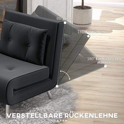 Slaapfauteuil – Relaxstoel – Bedfauteuil – Gastenbed – Velours Fauteuil – Donkergrijs – 3-stand Verstelbare Rugleuning – Compact 77x88x83 cm