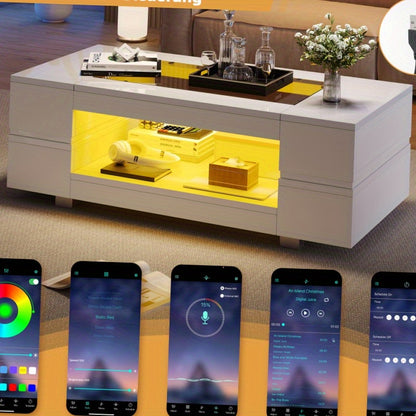 Koffietafel – Salontafel – Bijzettafel – Lounge Tafel – Woonkamertafel – Wit – Vintage Design – Duurzaam Metaal – Bedieningsfunctie Zonder Stroom