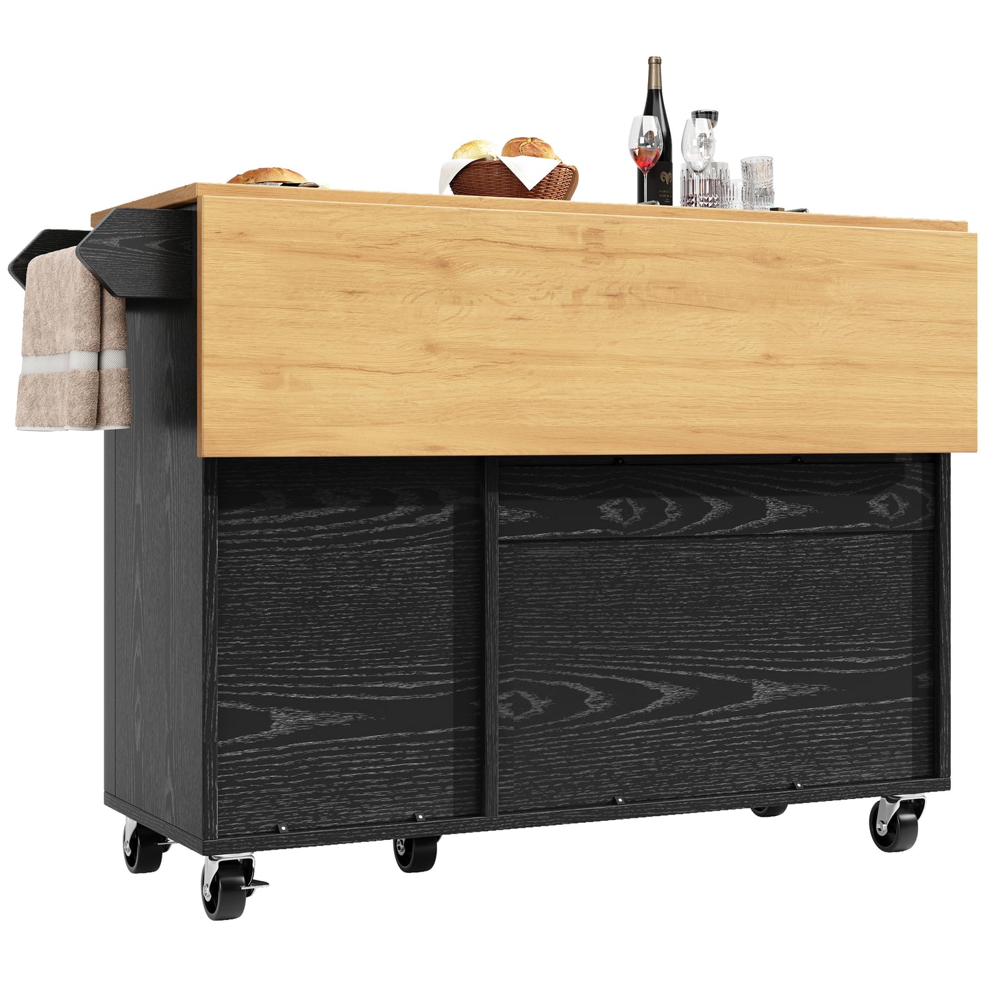 Bijzettafel Buiten – Tuinmeubel – Terrastafel – Balkon Tafel – Buiten Tafel – Weerbestendig Stalen Frame – Hardhouten Blad – Voor 4 Personen