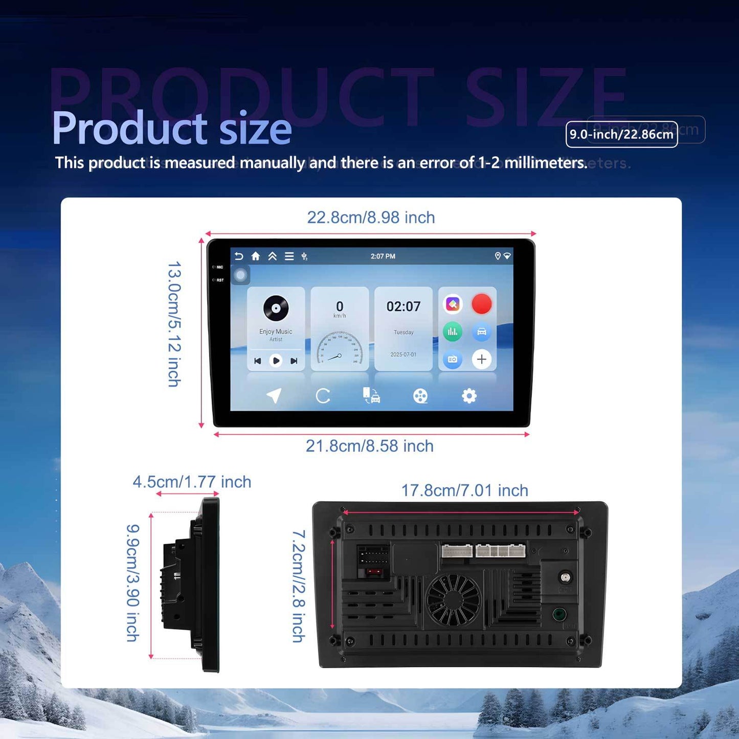 9” Autoradio Android 15 – Multimedia Systeem – Navigatie Unit – CarPlay Autoradio – Achteruitrijcamera Inclusief – 4GB RAM 128GB Opslag – Draadloze Smartphone Integratie