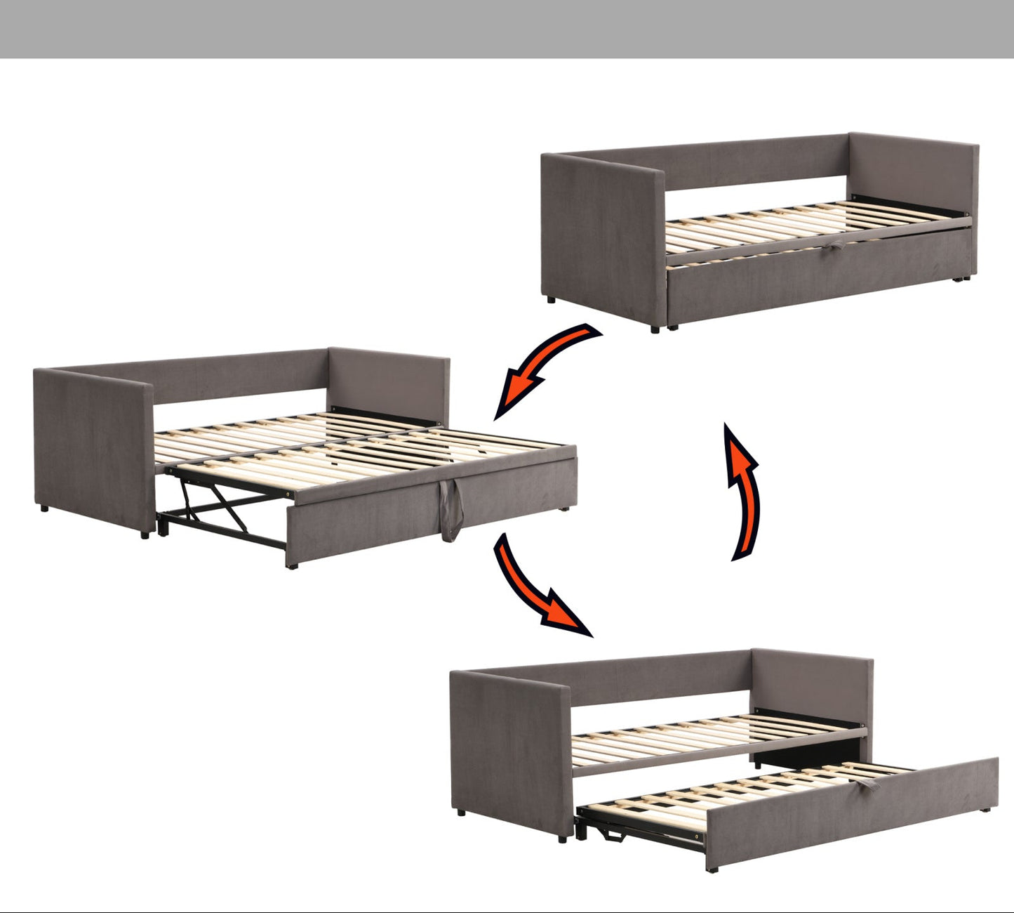 Gestoffeerd Bed – Uittrekbed – Slaapbank – Bedbank – Dagbed – Multifunctioneel – 90/180x200 cm – Fluwelen Bekleding – Lattenbodem