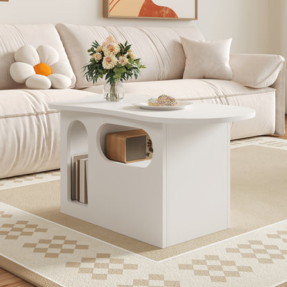 Salontafel – Tafel – Koffietafel – Woonkamertafel – Bijzettafel – Wolkvormig Design – Ruime Opberglade – Compact & Lichtgewicht – Duurzame Constructie
