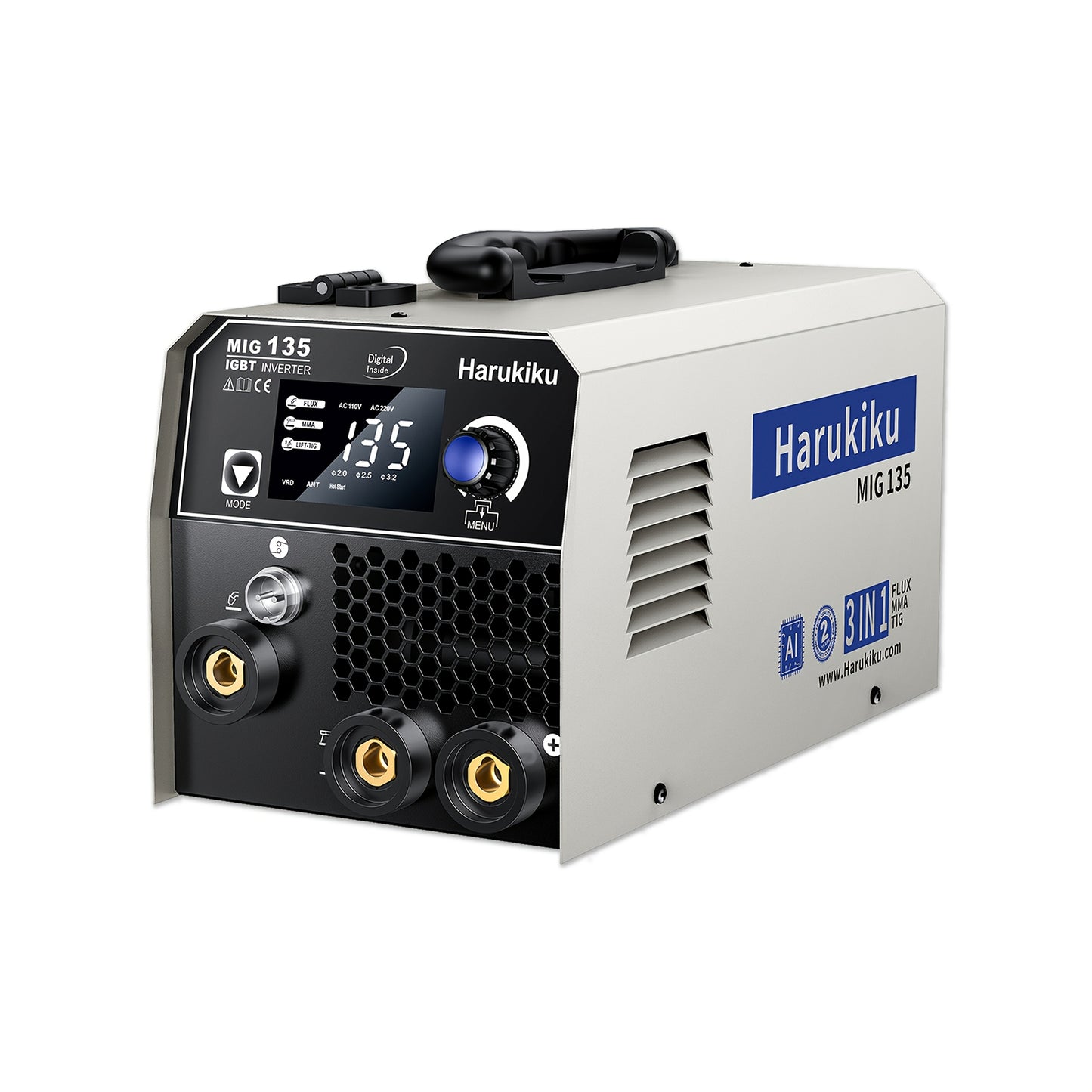 Lasapparaat – MIG-lasapparaat – TIG-lasapparaat – Elektrode lasmachine – 3-in-1 Lasser – Gasloos Flux Core – 130A Sterk – AI Lassistent