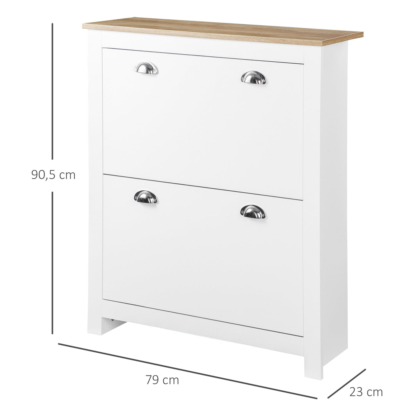 Schoenenkast – Schoenenkast – Schoenenrek – Schoenopberger – Schoenmeubel – Licht Eiken Wit – Verstelbare Legplanken – Anti-Kantelbeveiliging