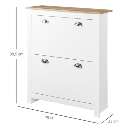 Schoenenkast – Schoenenkast – Schoenenrek – Schoenopberger – Schoenmeubel – Licht Eiken Wit – Verstelbare Legplanken – Anti-Kantelbeveiliging
