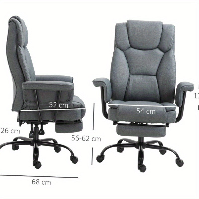 Bureaustoel – Office Chair – Kantoorstoel – Draaistoel – Verstelbare Stoel – Ergonomisch – 150° Kantelbare Rugleuning – Inklapbaar – Grijs – Roestvrijstalen Frame – Max 135 kg