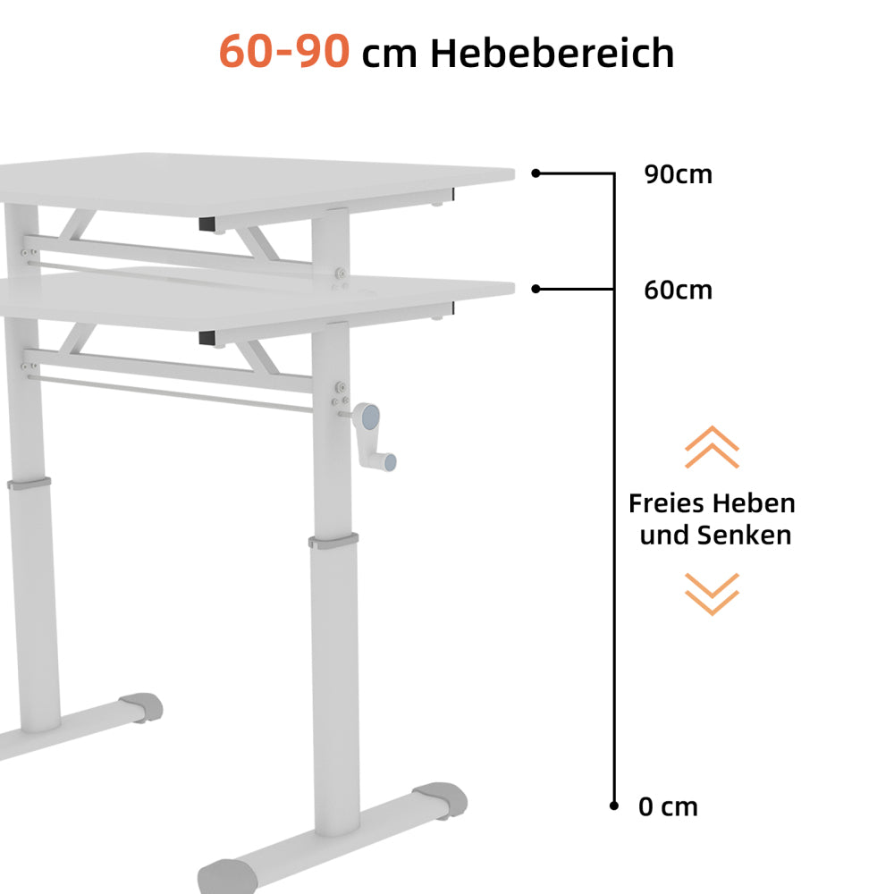 Adjustable Height Study Desk - Heavy-Duty A-Frame Design with Spacious Work Surface, Space-Saving Compact Home Office Desk, Easy Assembly, Manual Height Adjustment (No Electricity), Sturdy Floor-Standing Construction, & Multi