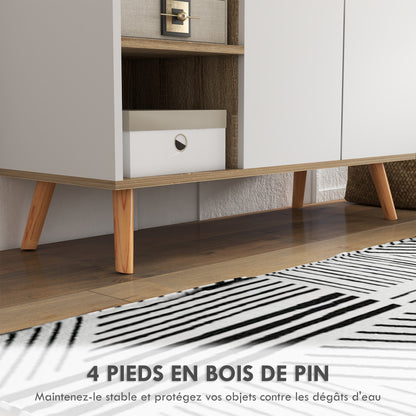 Dressoir – Buffet – Opbergkast – Ladekast – Woonkamerkast – Scandinavisch Design – Massief Houten Poten – 95x35x85 cm