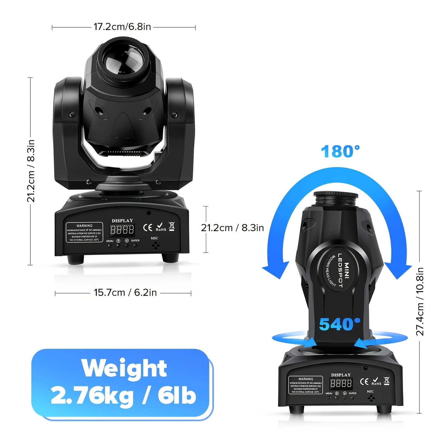 RGBW Moving Head Stage Lamp – LED Party Licht – DJ Verlichting – Club Spot – Theater Lamp – Set van 4 – 150W Krachtige LED – Aluminium Behuizing Duurzaam