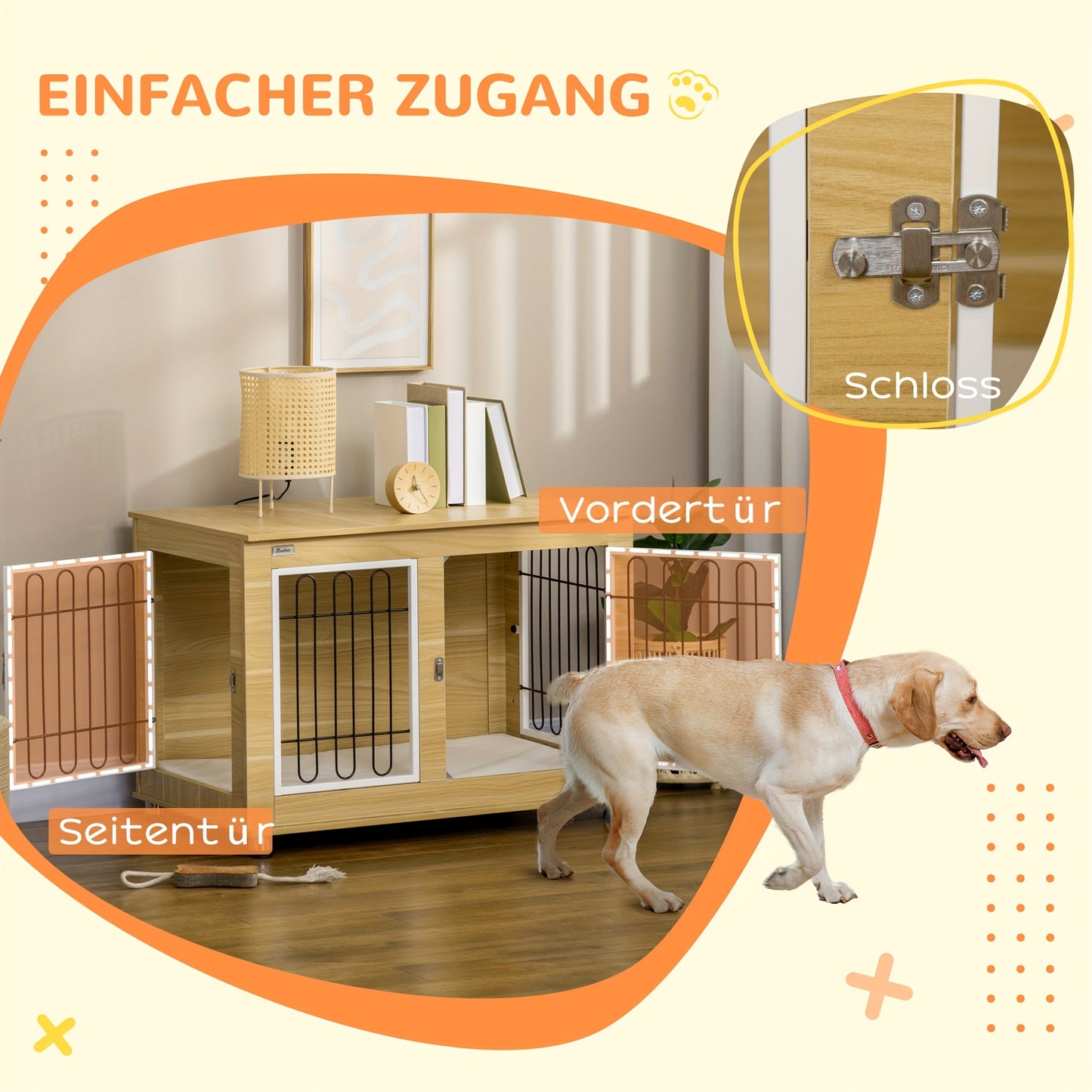 Hondenkennel – Hondenbench – Hondenkooi – Hondenhok – Hondenhuis – Medium – Stalen Materiaal – Dubbele Deuren Met Mat – Khaki