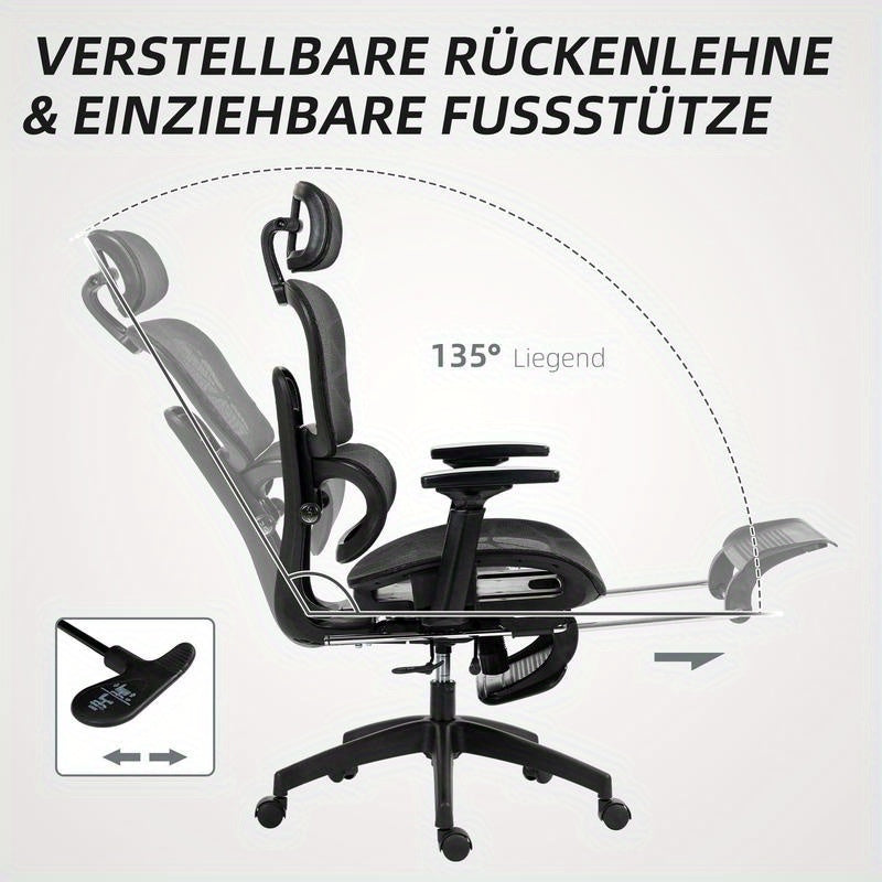 Ergonomische Bureaustoel – Bureaustoel – Werkstoel – Kantoorstoel – Bureau Stoel – Ademend Mesh – Verstelbare Zithoogte