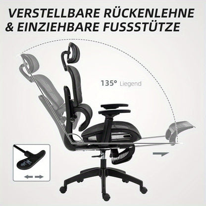 Ergonomische Bureaustoel – Bureaustoel – Werkstoel – Kantoorstoel – Bureau Stoel – Ademend Mesh – Verstelbare Zithoogte