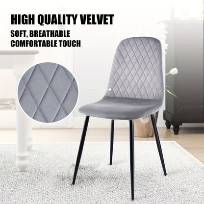 Eetkamerstoel – Keukenstoel – Kuipstoel – Stoel – Dinersstoel – Set van 4 – Grijze Velvet Bekleding – Ergonomische Rugleuning & Hoogwaardig Schuim