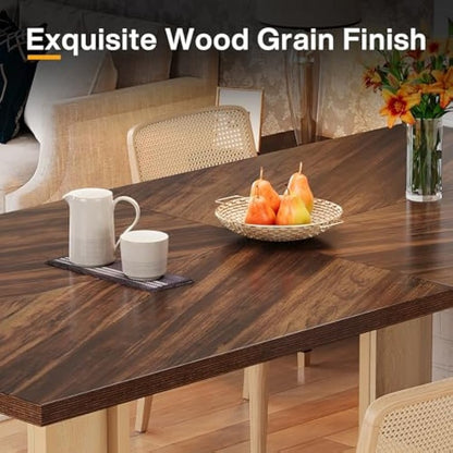 Eettafel – Keukentafel – Dinertafel – Tafel Voor 4 Personen – Houten Tafel – 60 cm Breed – Stevig Metalen Sled Onderstel – Rustic Brown