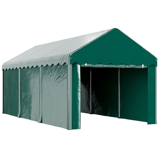 Carport – Overkapping – Garage Tent – Auto Shel­ter – Bescherming – 3 x 6 Meter – Gegalvaniseerd Staal – Waterdicht UV-Bestendig Met Oprolbare Deuren