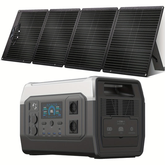 Powerstation – Draagbare Generator – Stroomvoorziening – Noodstroom – Zonne-energie – 1800W Vermogen – Oplaadbare Lithiumbatterij – Europees Stekkertype – Variant XP1000_1800W+SPC200