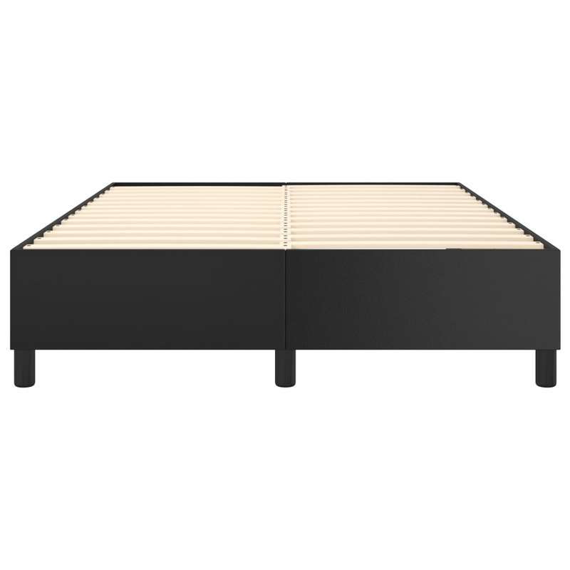 Bedframe 140x190 – Tweepersoonsbed – Eenpersoonsbed – Slaapbank – Boxspring – Zwart Kunstleer – Hardhouten Frame – Eenvoudige Montage – Minimalistisch Hoofdbord