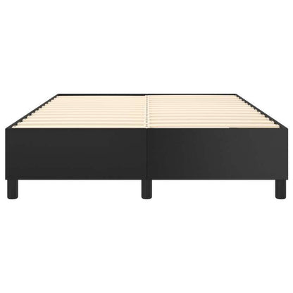 Bedframe 140x190 – Tweepersoonsbed – Eenpersoonsbed – Slaapbank – Boxspring – Zwart Kunstleer – Hardhouten Frame – Eenvoudige Montage – Minimalistisch Hoofdbord