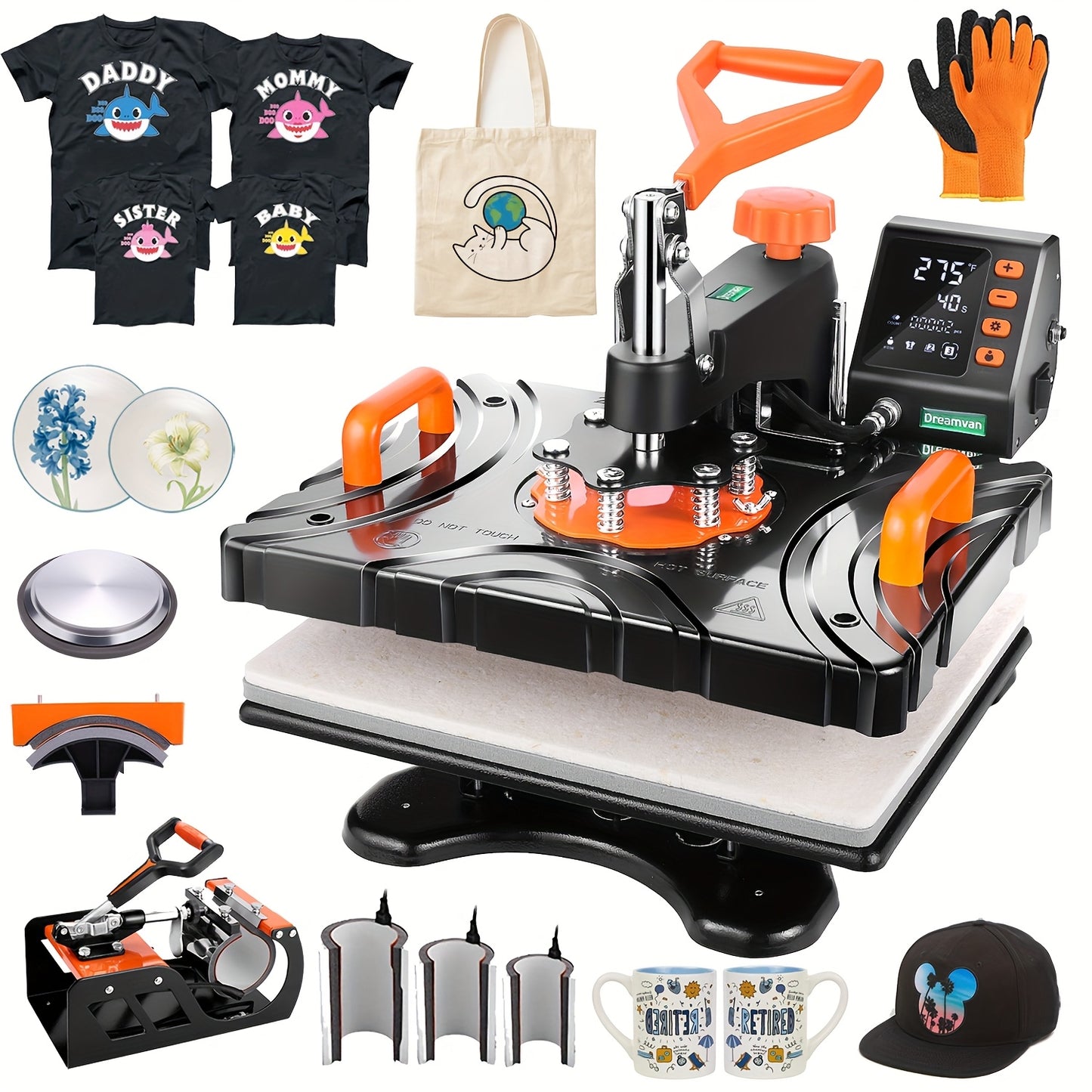 Heat Press Machine – Warmtepers – Transferpers – Hittepers – Sublimatiepers – 8-in-1 Multifunctioneel – 30x38 cm Met Digitale Timer – 360° Swing Away Arm